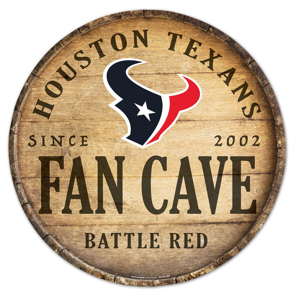 Houston Texans Wood Sign 14" Rnd