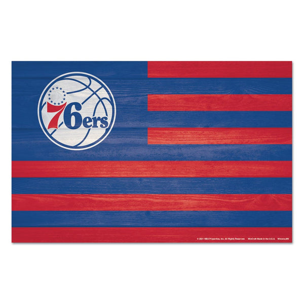 Philadelphia 76ers Wood Sign 11" x 17" 1/4" thick