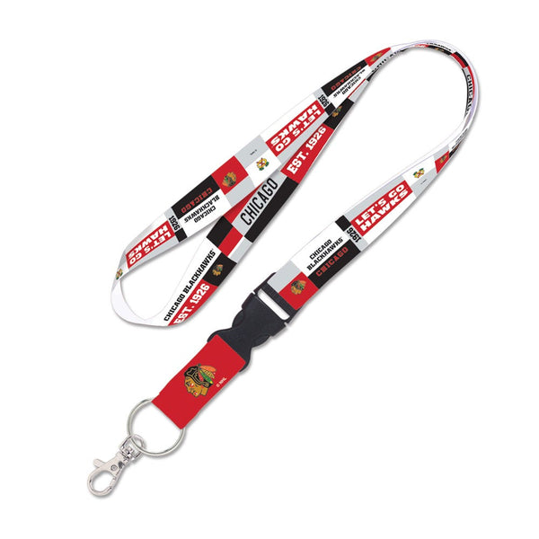 Chicago Blackhawks color block Lanyard w/detachable buckle 1"