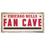 Chicago Bulls FAN CAVE Wood Sign 8" x 17"