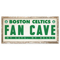 Boston Celtics FAN CAVE Wood Sign 8" x 17"