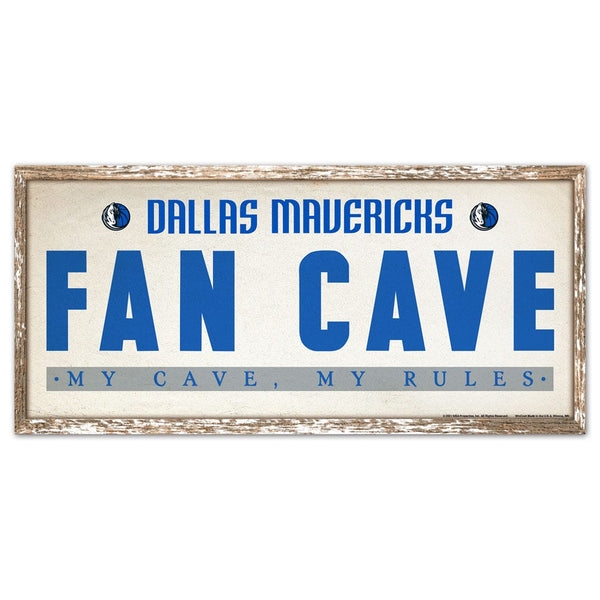 Dallas Mavericks FAN CAVE Wood Sign 8" x 17"