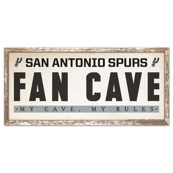 San Antonio Spurs FAN CAVE Wood Sign 8" x 17"