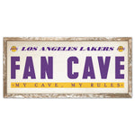 Los Angeles Lakers FAN CAVE Wood Sign 8" x 17"