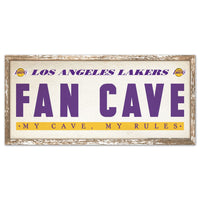 Los Angeles Lakers FAN CAVE Wood Sign 8" x 17"