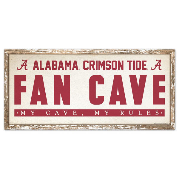 Alabama Crimson Tide FAN CAVE Wood Sign 8" x 17"