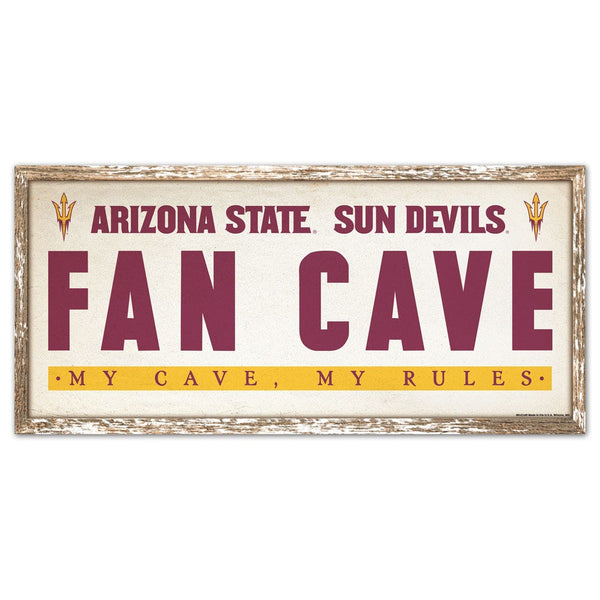 Arizona State Sun Devils FAN CAVE Wood Sign 8" x 17"