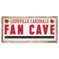 Louisville Cardinals FAN CAVE Wood Sign 8" x 17"