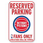 Detroit Pistons Reserved Parking Plastic Sign 11" x 17"