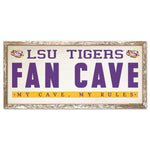 LSU Tigers FAN CAVE Wood Sign 8" x 17"