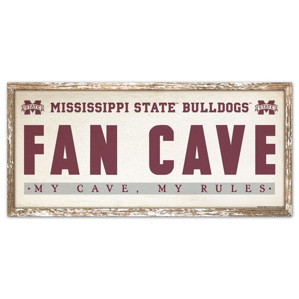 Mississippi State Bulldogs FAN CAVE Wood Sign 8" x 17"