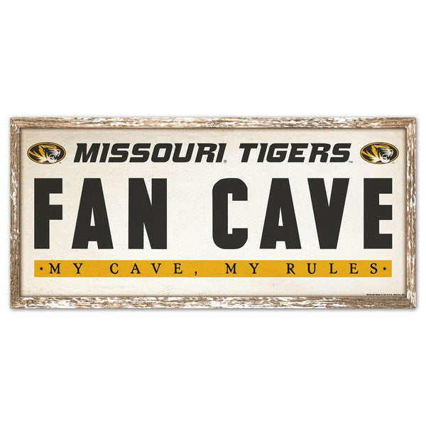 Missouri Tigers FAN CAVE Wood Sign 8" x 17"