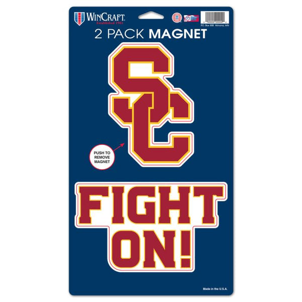 Wholesale-USC Trojans FIGHT ON! 2 Pack Magnets 5" x 9"