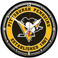 Pittsburgh Penguins Round Wall Clock 12.75"