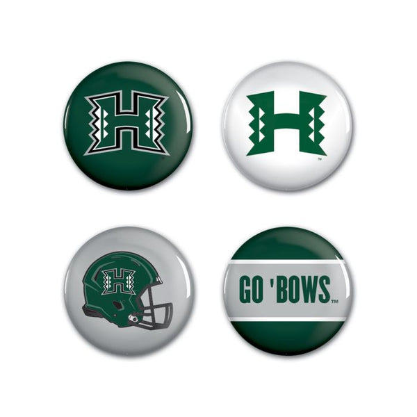 Wholesale-Hawaii Warriors Button 4 Pack 1 1/4" Rnd