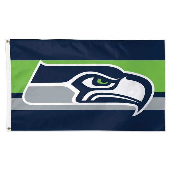 Seattle Seahawks Horiz. Stripes Flag - Deluxe 3' X 5'