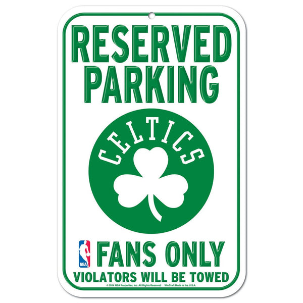 Boston Celtics Reserved Parking Plastic Sign 11" x 17"