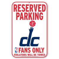 Washington Wizards Reserved Parking Plastic Sign 11" x 17"