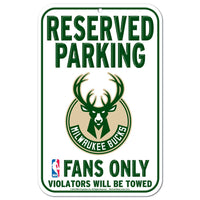 Milwaukee Bucks Reserved Parking Plastic Sign 11" x 17"