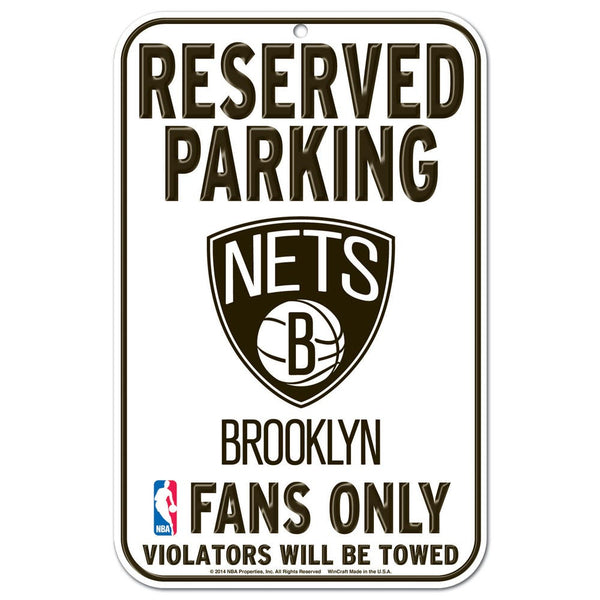 Brooklyn Nets Reserved Parking Plastic Sign 11" x 17"