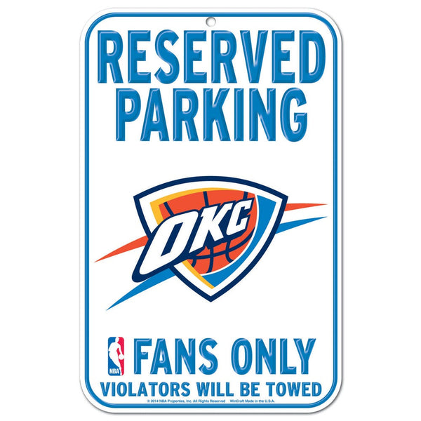 Oklahoma City Thunder Reserved Parking Plastic Sign 11" x 17"