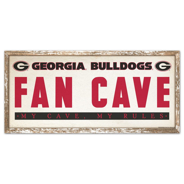Georgia Bulldogs FAN CAVE Wood Sign 8" x 17"