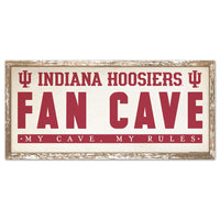Indiana Hoosiers FAN CAVE Wood Sign 8" x 17"