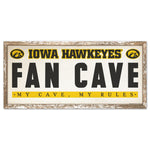 Iowa Hawkeyes FAN CAVE Wood Sign 8" x 17"