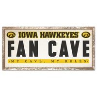 Iowa Hawkeyes FAN CAVE Wood Sign 8" x 17"
