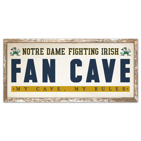 Notre Dame Fighting Irish FAN CAVE Wood Sign 8" x 17"