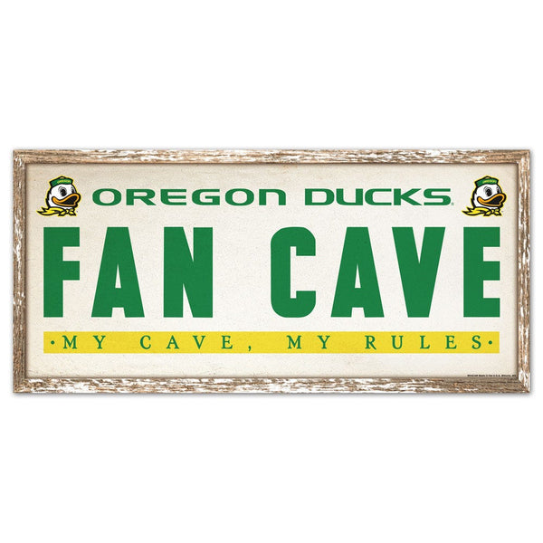 Oregon Ducks FAN CAVE Wood Sign 8" x 17"