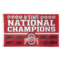 Wholesale-Ohio State Buckeyes 8-TIME NATIONAL CHAMPIONS Flag - Deluxe 3' X 5'