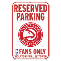 Atlanta Hawks Reserved Parking Plastic Sign 11" x 17"
