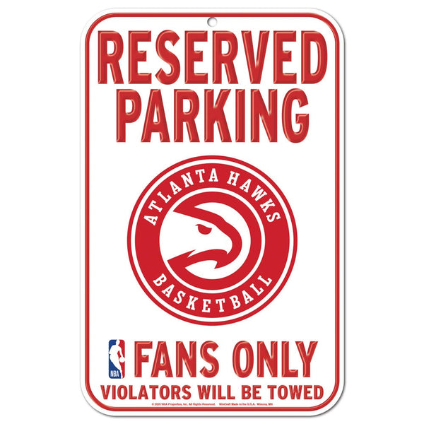 Atlanta Hawks Reserved Parking Plastic Sign 11" x 17"
