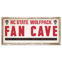 NC State Wolfpack FAN CAVE Wood Sign 8" x 17"