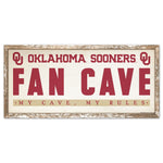 Oklahoma Sooners FAN CAVE Wood Sign 8" x 17"