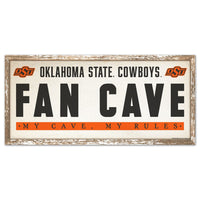Oklahoma State Cowboys FAN CAVE Wood Sign 8" x 17"