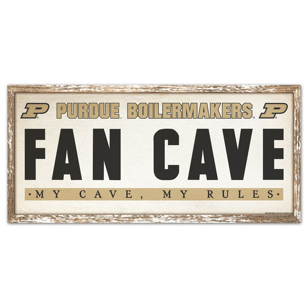Purdue Boilermakers FAN CAVE Wood Sign 8" x 17"