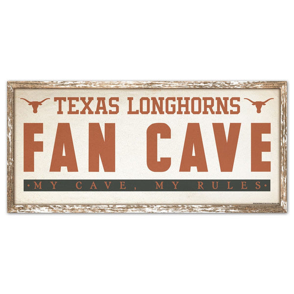 Texas Longhorns FAN CAVE Wood Sign 8" x 17"