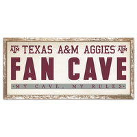 Texas A&M Aggies FAN CAVE Wood Sign 8" x 17"