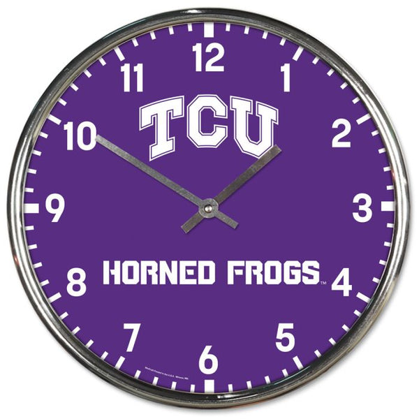 Wholesale-TCU Horned Frogs Chrome Clock