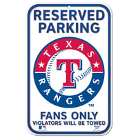 Texas Rangers Reserved Parking Plastic Sign 11" x 17"