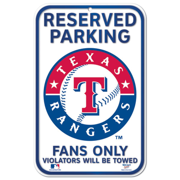 Texas Rangers Reserved Parking Plastic Sign 11" x 17"