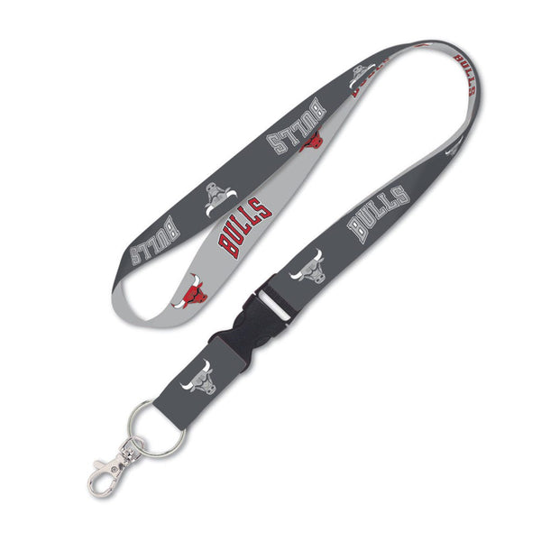 Chicago Bulls Gray Lanyard w/detachable buckle 1"
