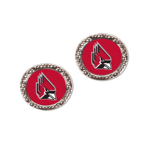 Wholesale-Ball State Cardinals Earrings Jewelry Carded Round