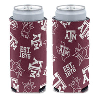 Texas A&M Aggies SCATTER PRINT 12 oz Slim Can Cooler