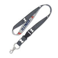 Wholesale-Illinois Fighting Illini CHARCOAL Lanyard w/detachable buckle 1"