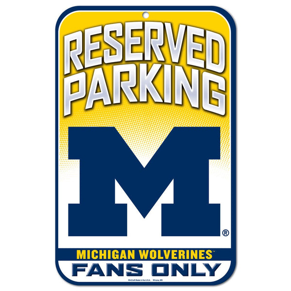 Michigan Wolverines Reserved Parking Plastic Sign 11" x 17"
