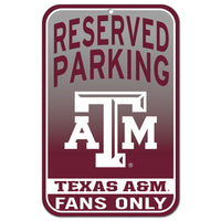 Texas A&M Aggies Reserved Parking Plastic Sign 11" x 17"
