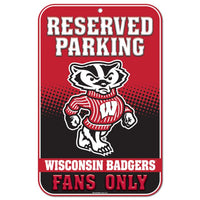 Wholesale-Wisconsin Badgers Reserved Parking Plastic Sign 11" x 17"